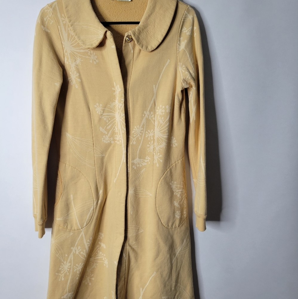Woo. Made in USA Boho French Terry Cotton Snap Long Sweater Jacket Size 1 S
